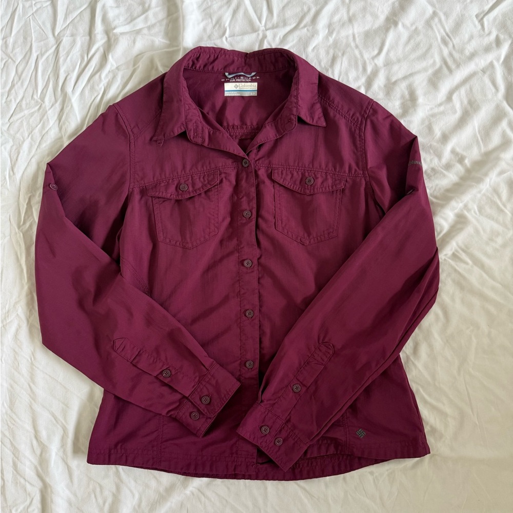 Columbia Women’s Burgundy Omni-Shade UPF50 Long Sleeve Sz S